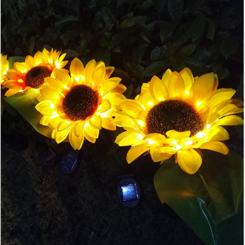 Solar Powered Sunflower Lights - Outdoor Garden Decor