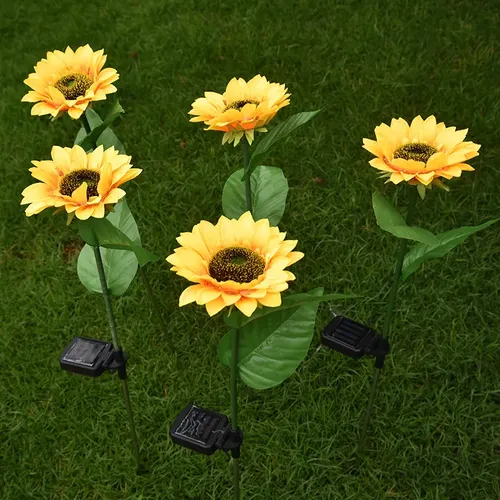Solar Powered Sunflower Lights - Outdoor Garden Decor