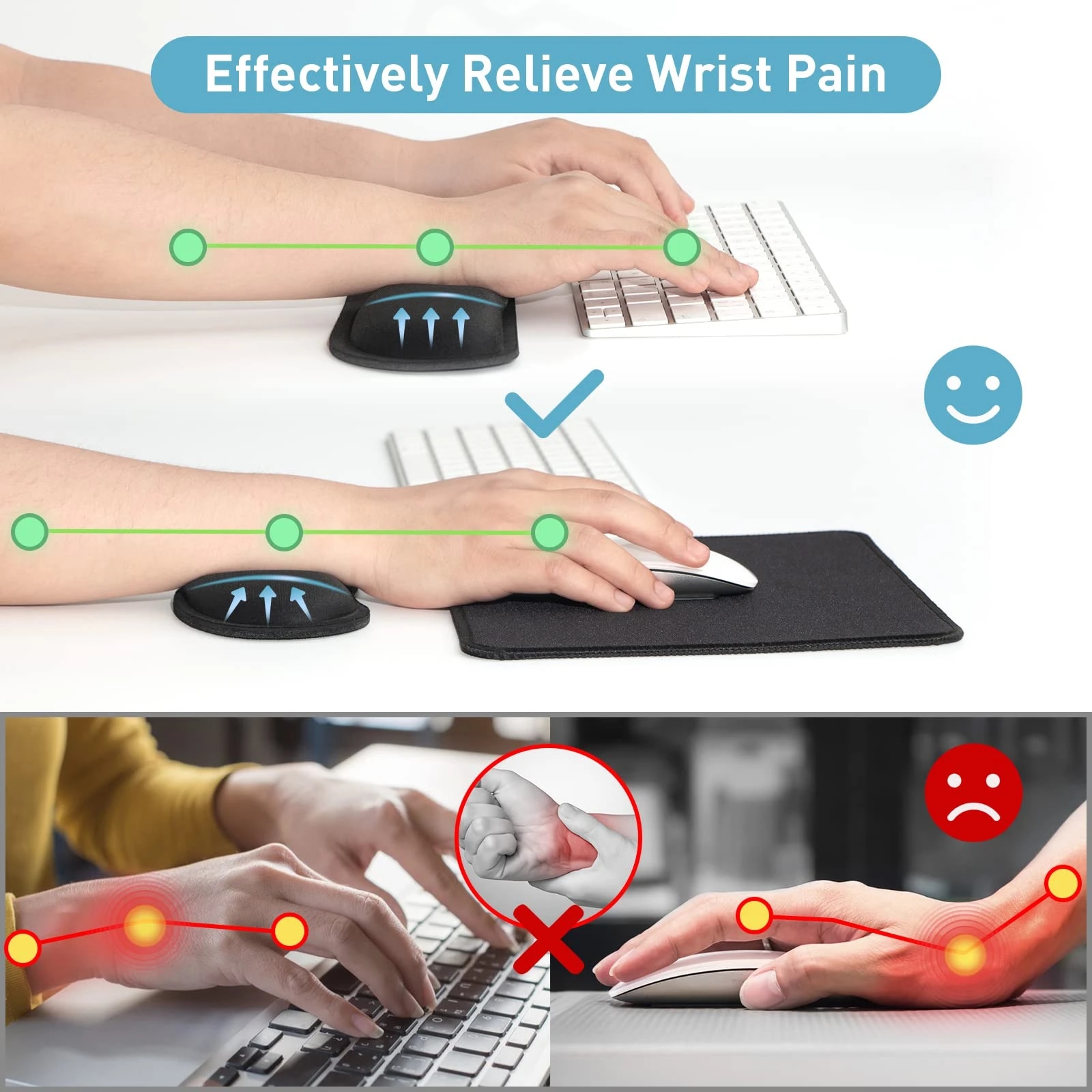 Keyboard Wrist Rest Pad Palm Protection Support Cushion w/ Memory Foam Soft  _A