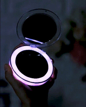 LED Lighted Compact Mirror 3X Magnifying Portable Sensor