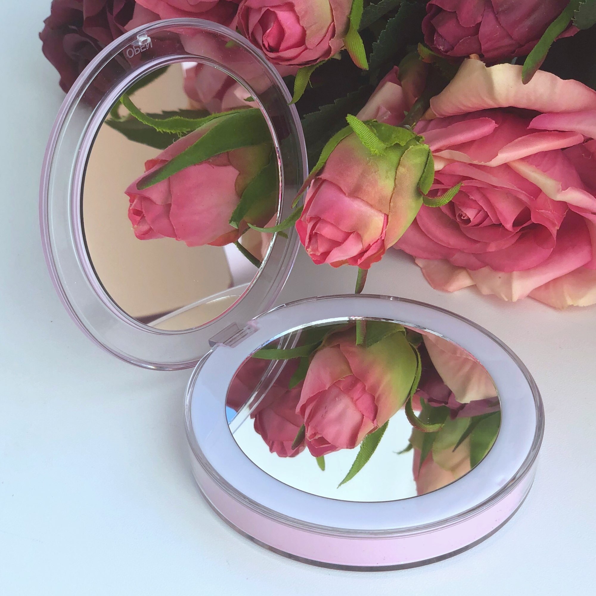 LED Lighted Mini Travel Makeup Mirror 3X Magnify Portable Micro USB Rechargeable photo review