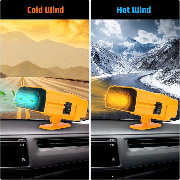 12v 150w Car Heater Fan, Winter Windshield Defogger and Defroster Car Seat, Warmers 2 in 1 Portable Car Heater