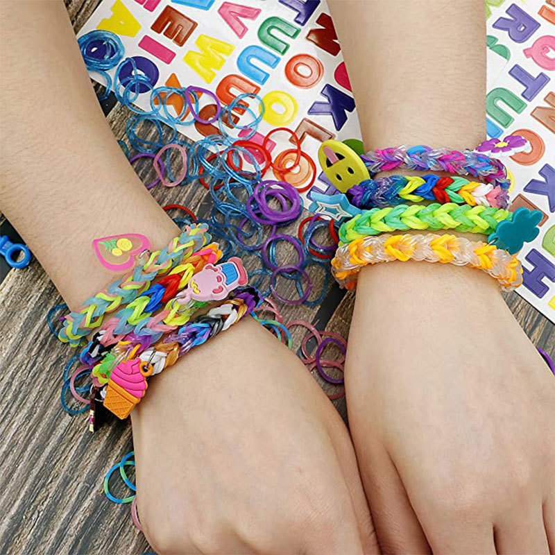 1800pcs Elastic Rubber Loom Bands DIY Tool Set Box Weave Bracelet  Handicraft Girl Gift Children Kids Toys for Teenage 8 10 Years