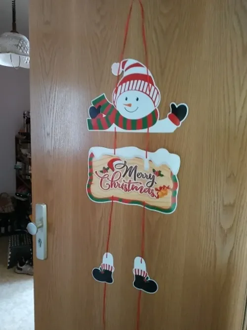 Christmas Door Hanger with Santa Claus, Snowman, and Elk Paper Banner photo review
