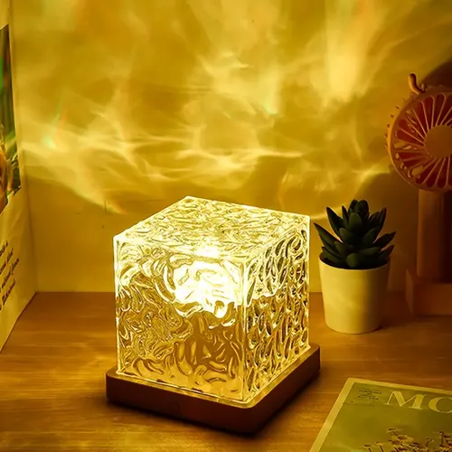 Dynamic Water Ripple Projector Night Light with Flame Effect for Living Room, Bedroom, Study, Bedside Decor