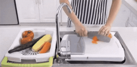 3-in-1 Multi-Function Cutting Board with Sink Basket