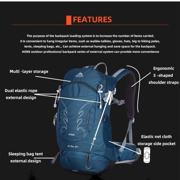 30L Waterproof Hiking Backpack for Camping Travel Trekking