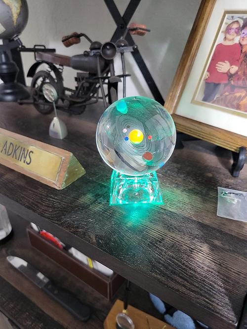 3D Solar System Crystal Ball with LED Lamp Base - Glowing Milky Way Ornament photo review