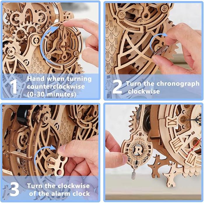 3D Wooden Puzzles Mechanical Clock Kits, Owl Clocks, DIY Clock Model Building Kits Educational Brain Teaser Puzzles