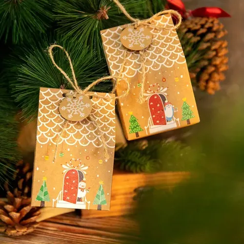 4pcs Christmas House Shape Candy Gift Boxes - Merry Christmas Home Decorations