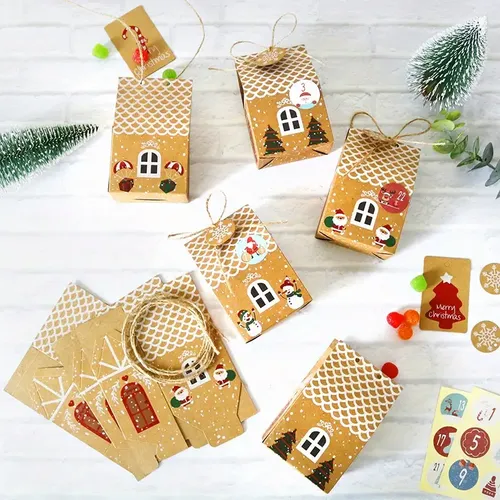 4pcs Christmas House Shape Candy Gift Boxes - Merry Christmas Home Decorations