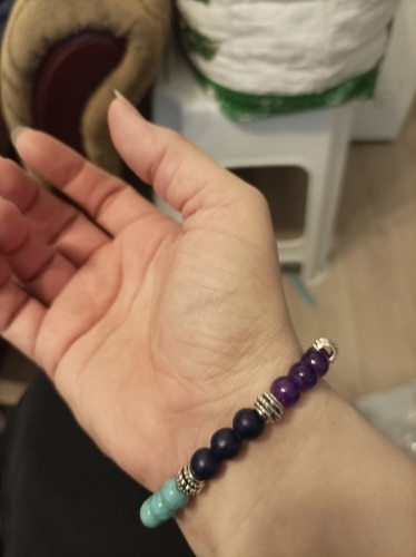 7 Chakra Healing Natural Stone Beads Round Gemstone Yoga Energy Bracelet Jewelry photo review