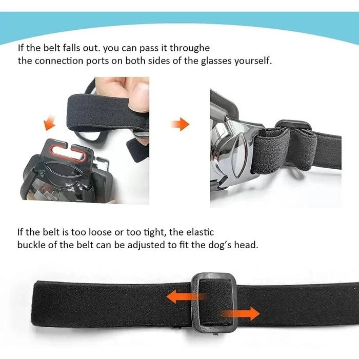Adjustable Dog Goggles for Skiing, Travel, UV Eye Protection