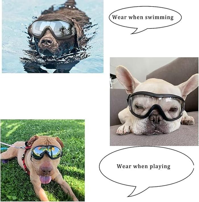 Adjustable Dog Goggles for Skiing, Travel, UV Eye Protection