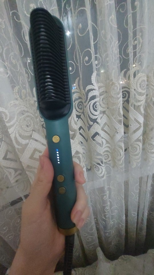 2-in-1 Negative Ion Hair Straightener Brush with Curling Tong photo review