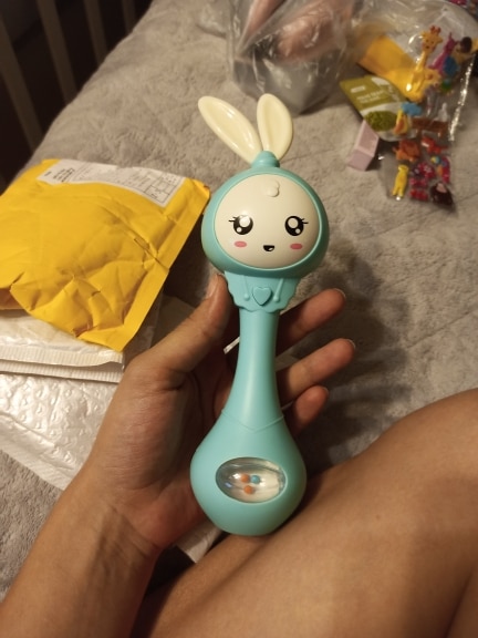 Baby Music Flashing Teether Rattle with Rabbit Hand Bells Mobile for Newborn 0-12M photo review