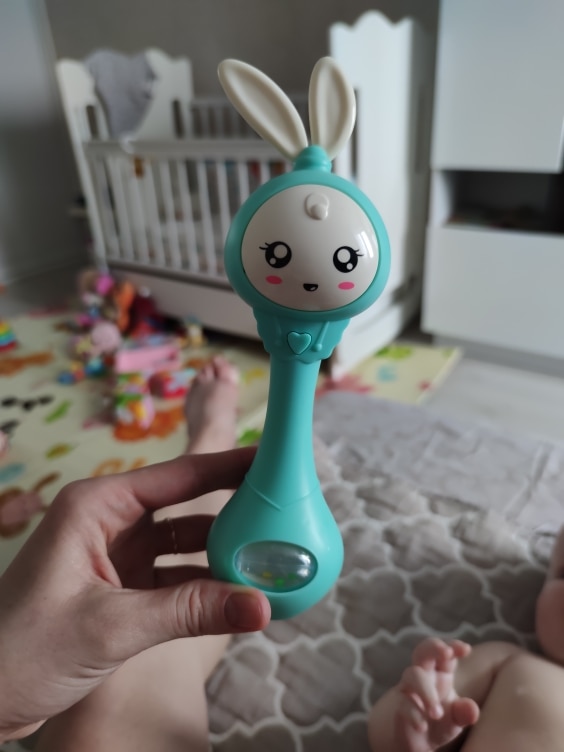 Baby Music Flashing Teether Rattle with Rabbit Hand Bells Mobile for Newborn 0-12M photo review