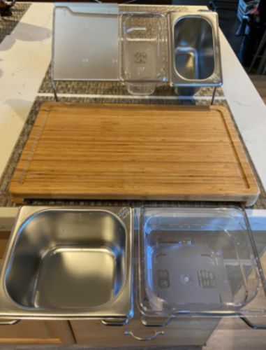 Bamboo Cutting Board With Trays Storage Box Smooth Multifunction Practical photo review