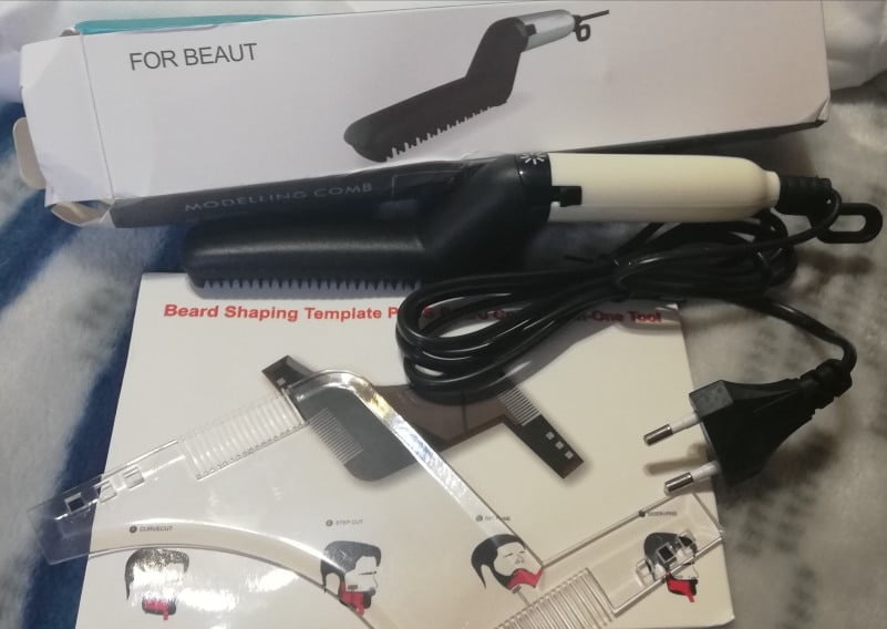 Beard Straightener Comb, Multifunctional Hair Comb Curling Iron Hair photo review