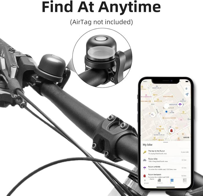 Bike Bell for AirTag Hidden Bike Mount Bike AirTag Holder GPS Tracker Bike Bell Anti-Theft