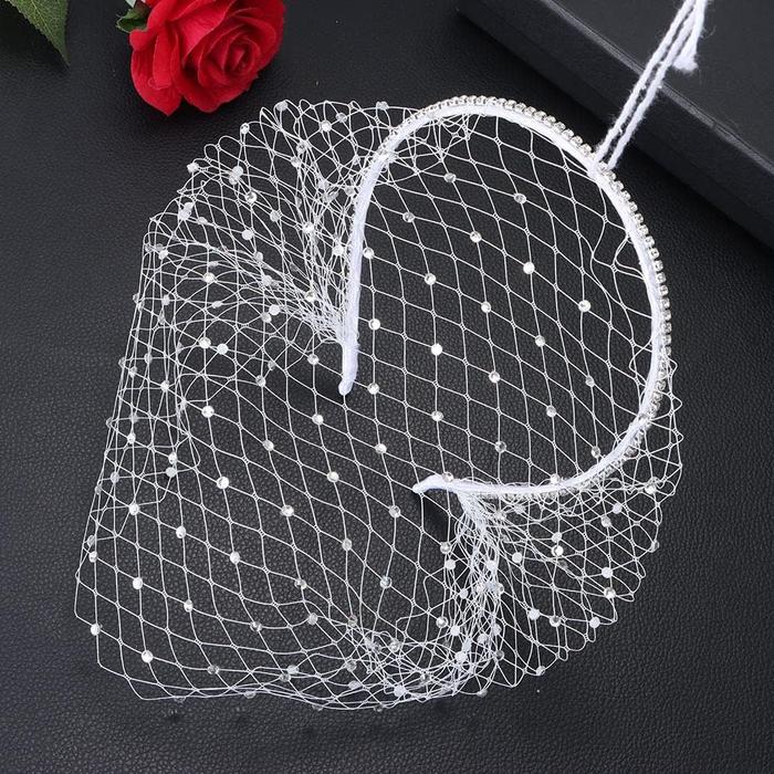 Birdcage Veil with Rhinestone-Embellished Mesh Headband
