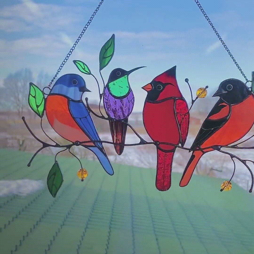 Birds Stained Glass Window Hangings - Mothers Day Gift