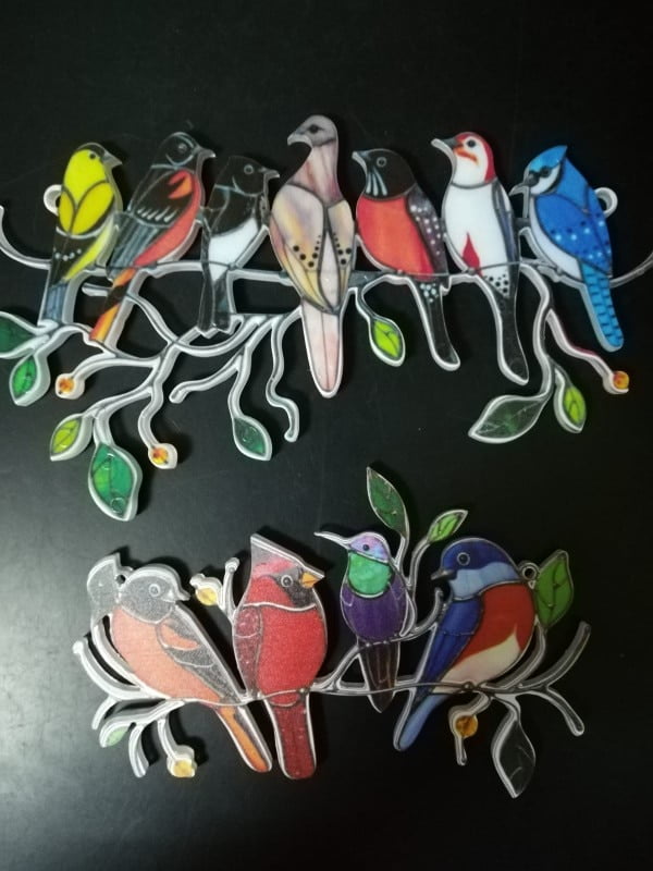 Birds Stained Glass Window Hangings, Independent Station Small Bird Painted Window Decoration photo review