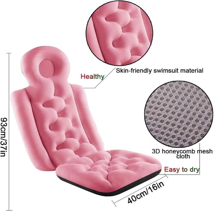 Breathable Quick-Dry Bathtub Cushion for Adults, Soft Support