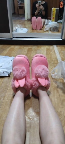 Bunny Slippers, Cotton Slippers Fur Rabbit Thick Bottom Indoor photo review