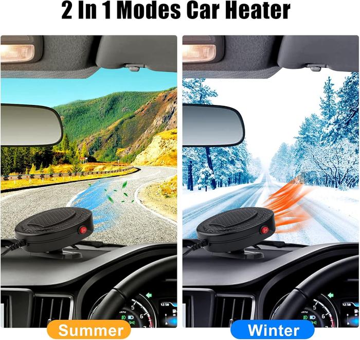 Car Heater Portable Fan, 150W Fast Heating Quickly Defrost Defogger, 2 in 1 Car Heater Space Automobile Adjustable Thermostat