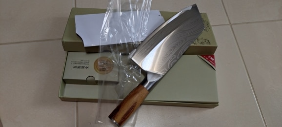 Chef Knife, Damascus Chef Knife, Butcher Knife, Wood Handle Cleaver Meat Chopping Knife photo review