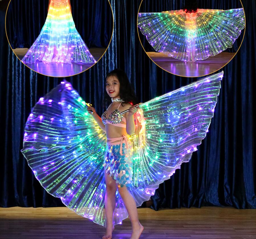Girls LED Belly Dance Wings Colorful Butterfly Wings Glowing Performance  Clothing Light Up Costume For Kids NO/ With Stick|Belly Dancing| -  AliExpress