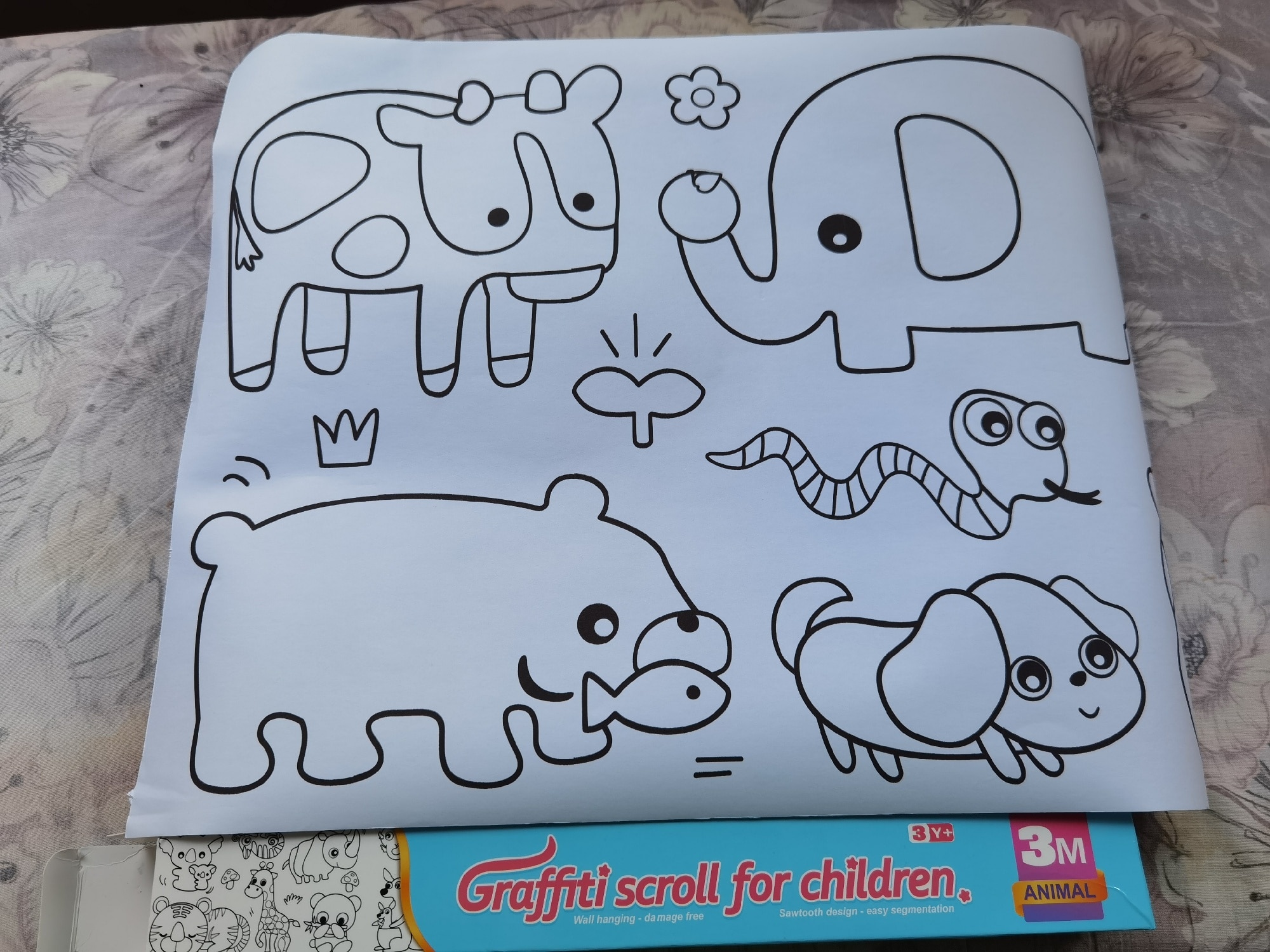 Children Coloring Paper Graffiti Scroll Animal Theme Coloring