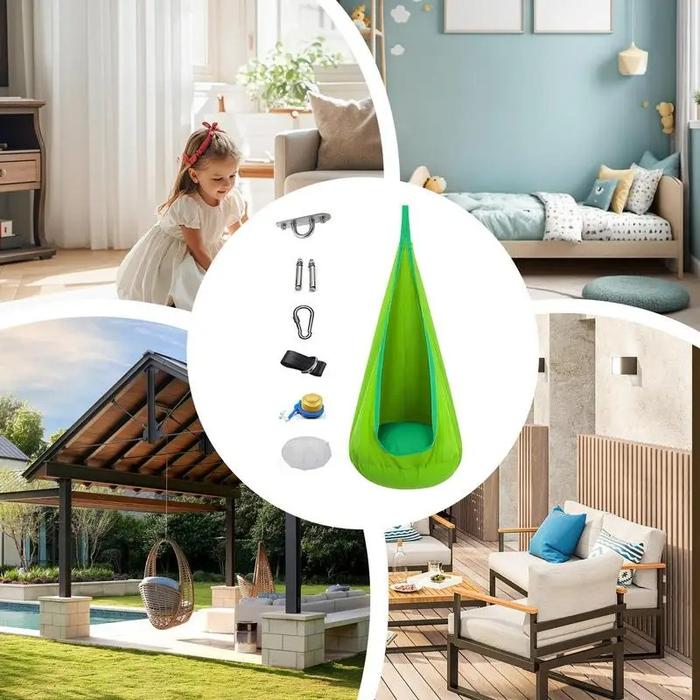 Children's Hanging Chair Swing with Inflatable Cushion and Kit