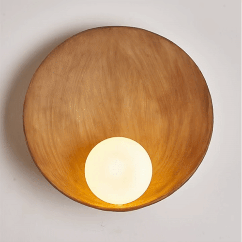 White Brown Shell Wall Lamp with LED for Homestay, Bedroom, Corridor, Resin Wall Sconce