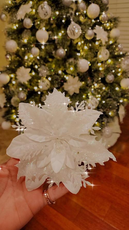 5PCS Artificial Christmas Flowers Garland with Glitter - Christmas Decorations for Xmas, Weddings, and Parties photo review