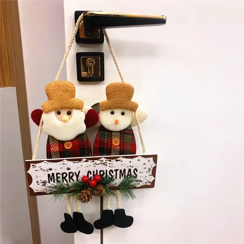 Cute Christmas Rattan Ring Bell Wall Hanging Decorations
