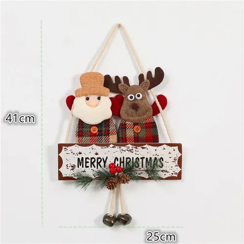 Cute Christmas Rattan Ring Bell Wall Hanging Decorations