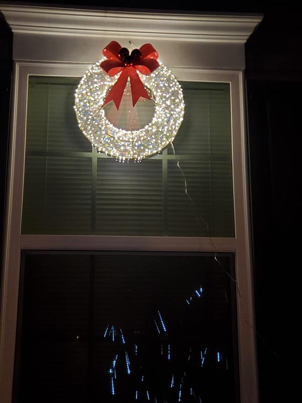 Christmas Decorations Lighted, Christmas Wreath LED Warm Light, Hanging Glowing Wreath for Front Door Wall photo review