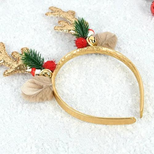 Christmas Headband with Elk Horns, Bells, and Sequins for Kids