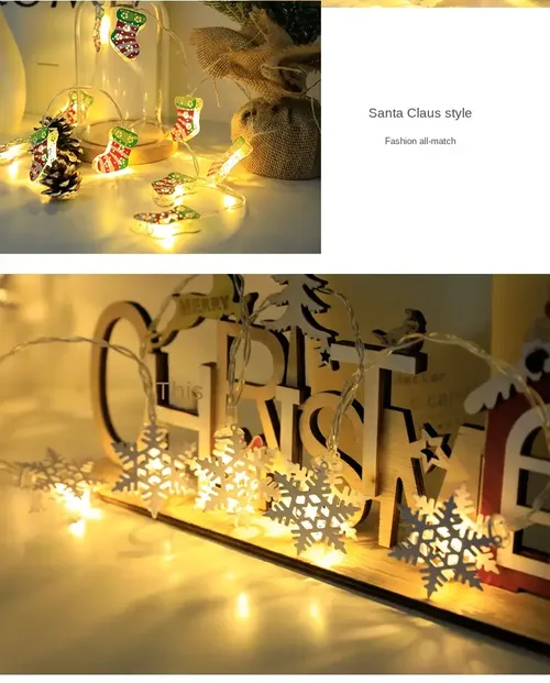 Christmas LED String Lights with Santa Claus, Elk, and Snowman - New Year Decor