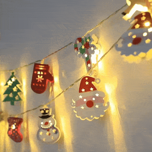 Christmas LED String Lights with Santa Claus, Elk, and Snowman - New Year Decor