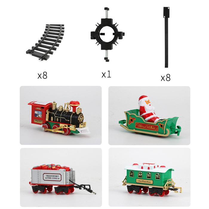 Christmas Train Sets for Under The Tree, Christmas Railway Train Set with Railway Track, Lights and Sounds Electric Train Set