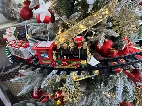 Christmas Train Sets for Under The Tree, Christmas Railway Train Set with Railway Track, Lights and Sounds Electric Train Set photo review