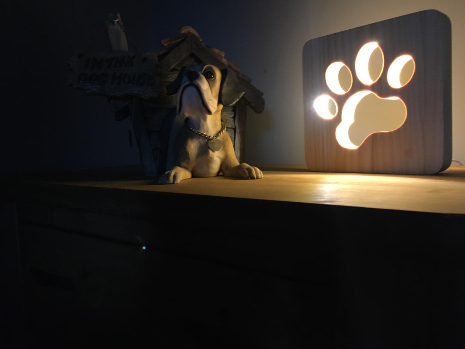 Creative Wooden Table Lamp Dog Paw Bedroom Decoration Night Light photo review