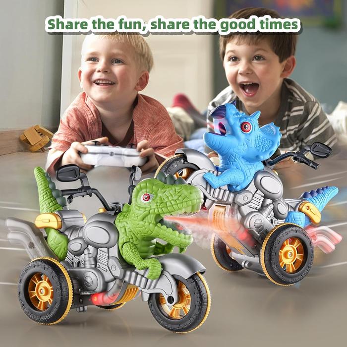 Dinosaur Wireless Remote Control Car with Music, Light & Spray, 360°Rotation, Dinosaur Monster Trucks Kids Toys