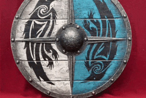 Double Ravens Personalized Battleworn Viking Shield