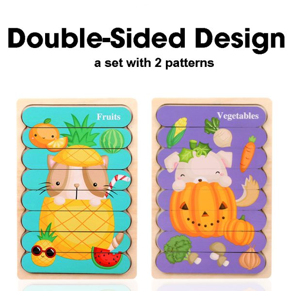 Double-Sided Strip 3D Puzzles for Baby - Wooden Montessori Educational Toys