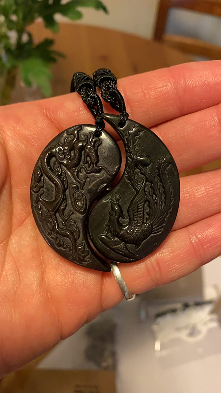 Dragon And Phoenix Yin Yang Obsidian Necklace photo review