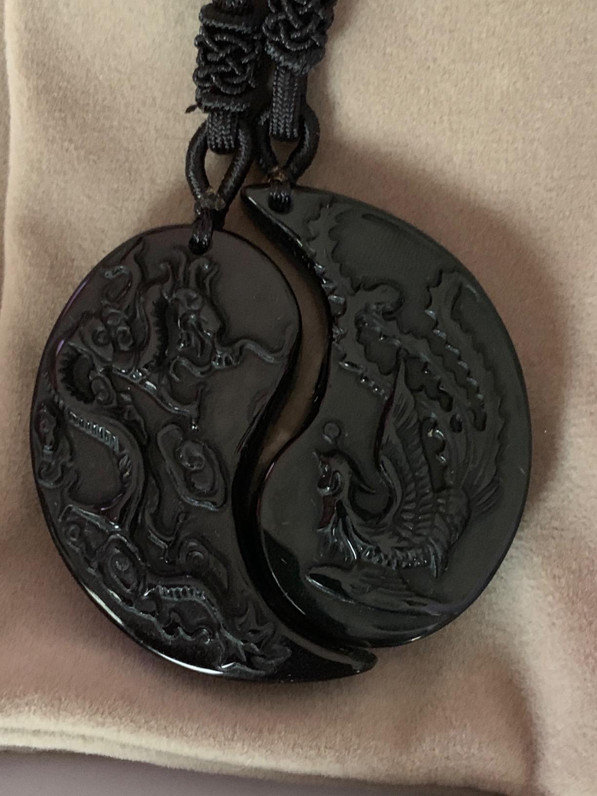 Dragon And Phoenix Yin Yang Obsidian Necklace photo review